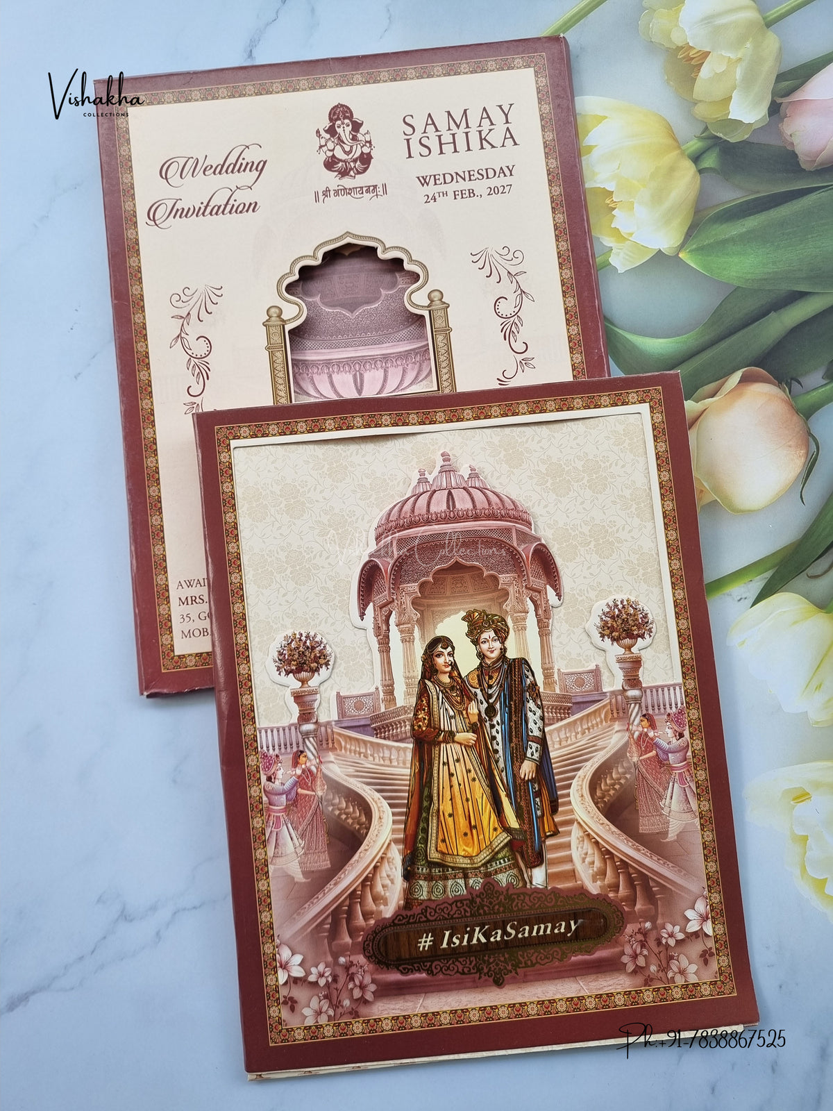 Semi Box Dulah Dulhan Hindu Sikh Jain invitation Cards ATS-5368 – image 1