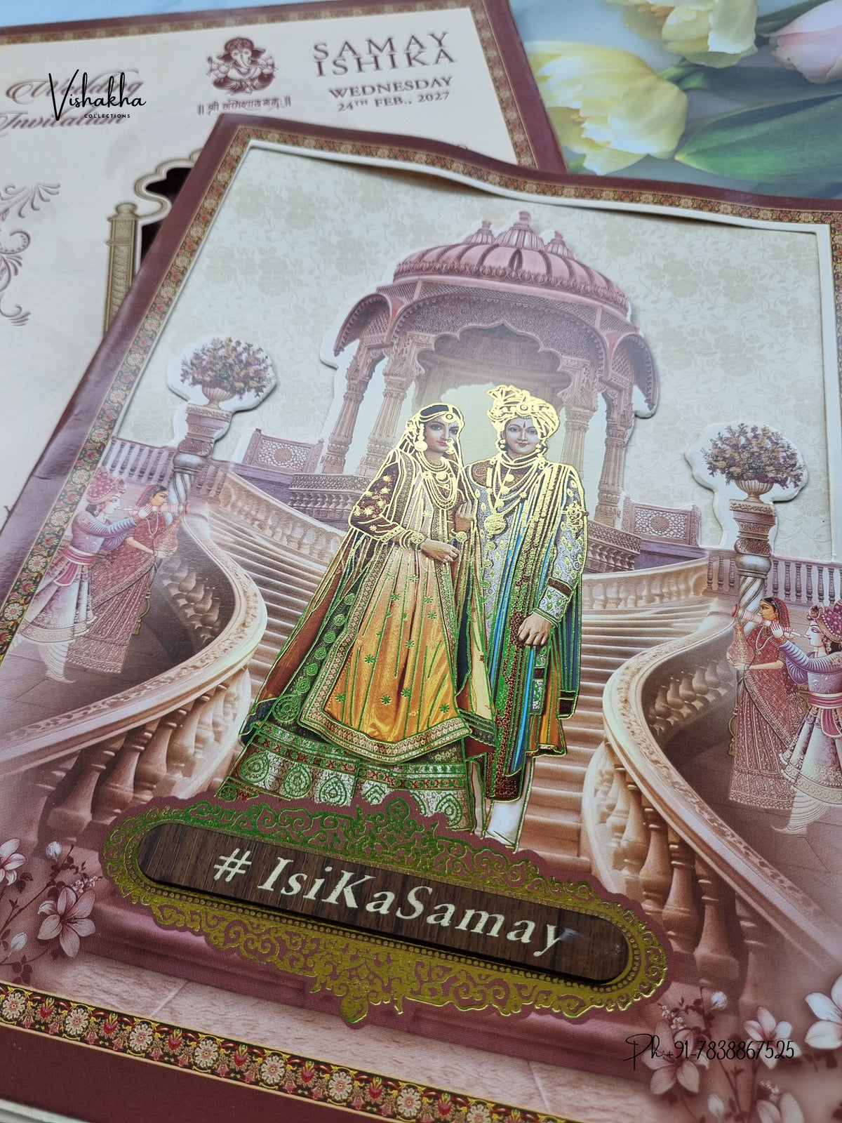 Semi Box Dulah Dulhan Hindu Sikh Jain invitation Cards ATS-5368 – image 2