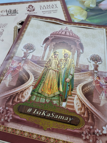 Semi Box Dulah Dulhan Hindu Sikh Jain invitation Cards ATS-5368 – image 2