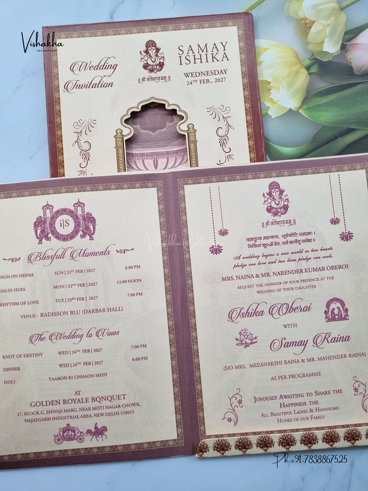 Semi Box Dulah Dulhan Hindu Sikh Jain invitation Cards ATS-5368 – image 3