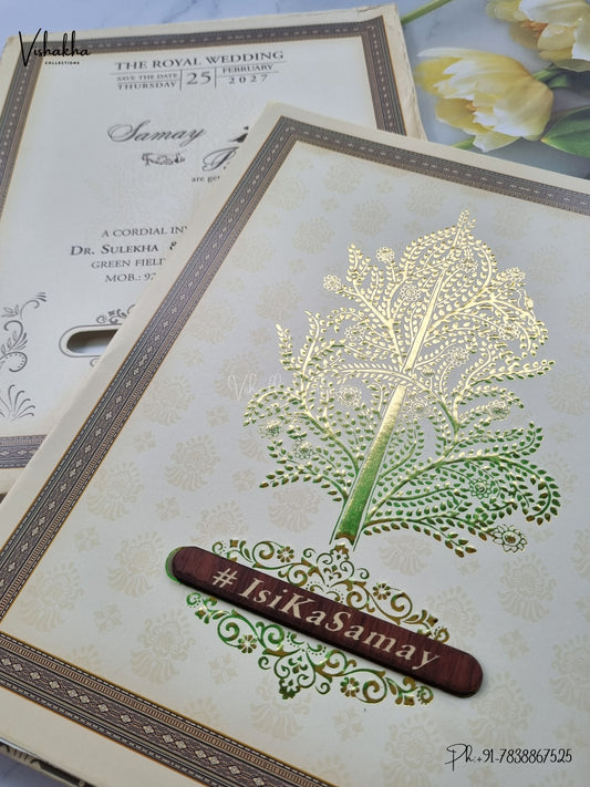 Semi Box Wisdom Tree Hindu Muslim Christian Sikh Jain invitation Cards ATS-5369 – image 2