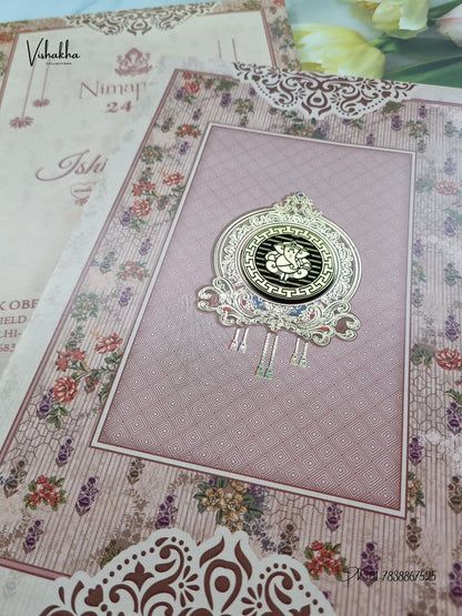 Semi Box Ganesh Ji Flower 3D Pop Up Hindu Jain invitation Cards ATS-5371 – image 2