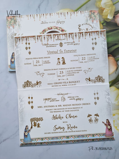 Semi Box Flower Dulah Dulhan Hindu Sikh Jain invitation Cards ATS-5375 – image 3