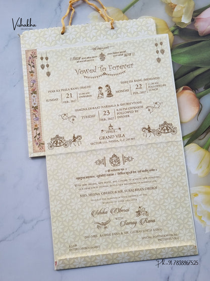 Semi Box Carry Bag Ganesh Ji Flower Hindu Jain invitation Cards ATS-5378 – image 3