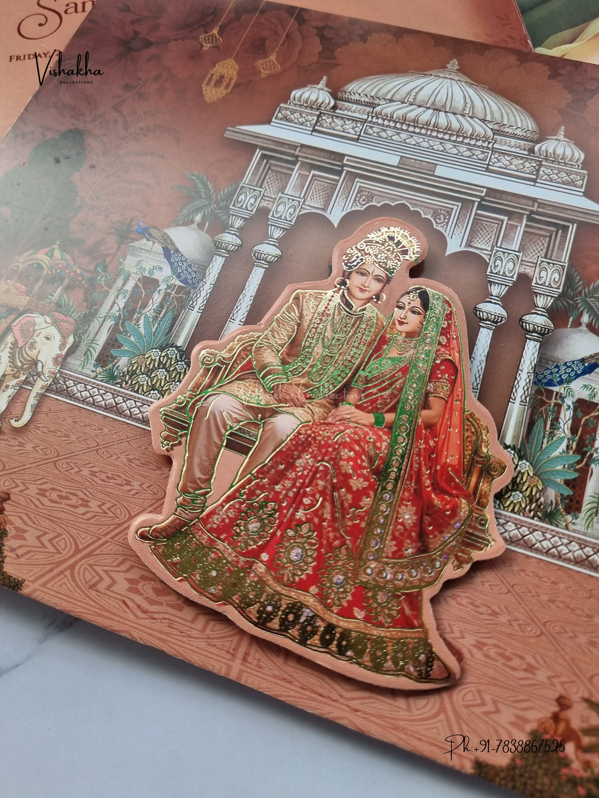 Semi Box Carry Bag Dulah Dulhan 3D Pop Up Hindu Sikh Jain invitation Cards ATS-5381 – image 2