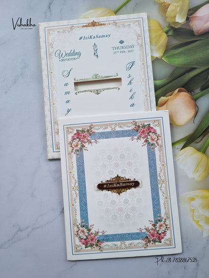 Semi Box Flower Hindu Muslim Christian Sikh Jain invitation Cards ATS-5383 – image 1