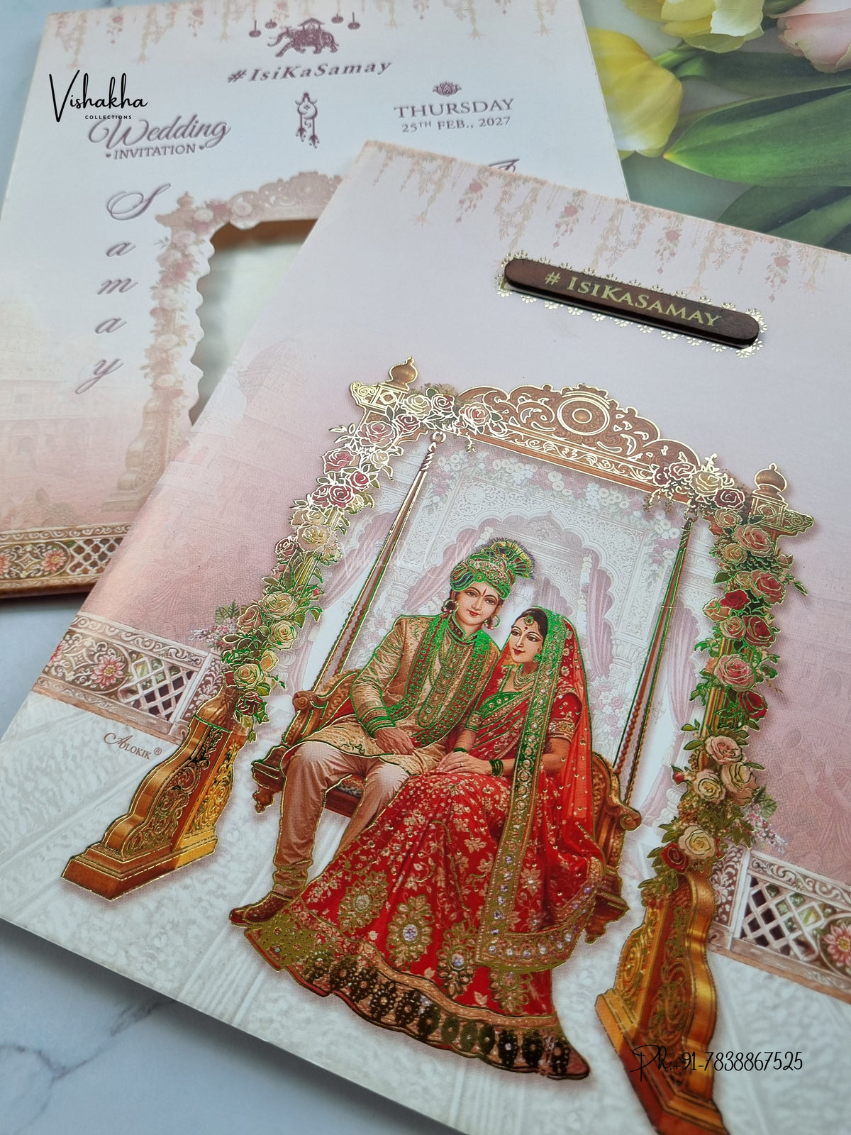 Semi Box Dulah Dulhan Hindu Sikh Jain invitation Cards ATS-5384 – image 2