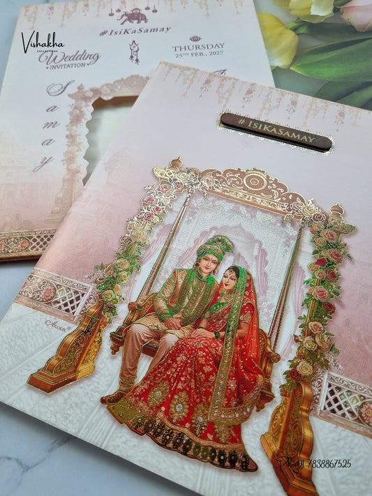 Semi Box Dulah Dulhan Hindu Sikh Jain invitation Cards ATS-5384 – image 2