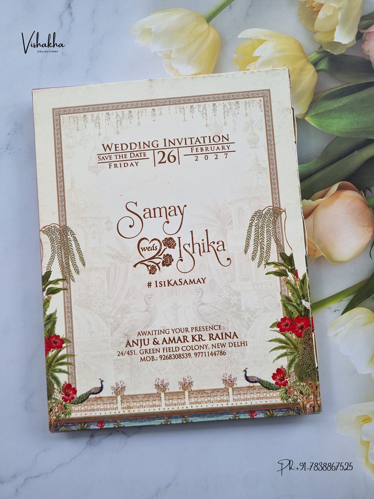 Semi Box Dulah Dulhan Hindu Sikh Jain invitation Cards ATS-5391 – image 1