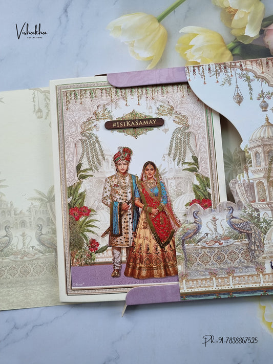 Semi Box Dulah Dulhan Hindu Sikh Jain invitation Cards ATS-5391 – image 2