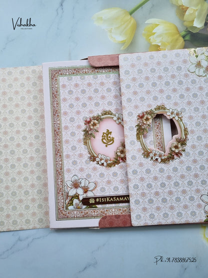 Semi Box Ganesh Ji Flower Hindu Jain invitation Cards ATS-5392 – image 2