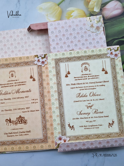 Semi Box Ganesh Ji Flower Hindu Jain invitation Cards ATS-5392 – image 3