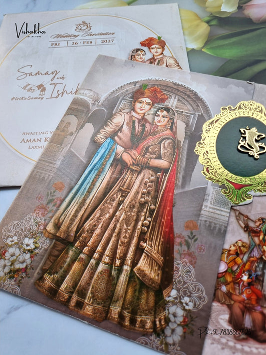 Three Fold Direct Card Dulah Dulhan Ganesh Ji Hindu Jain invitation Cards ATS-9114 – image 2