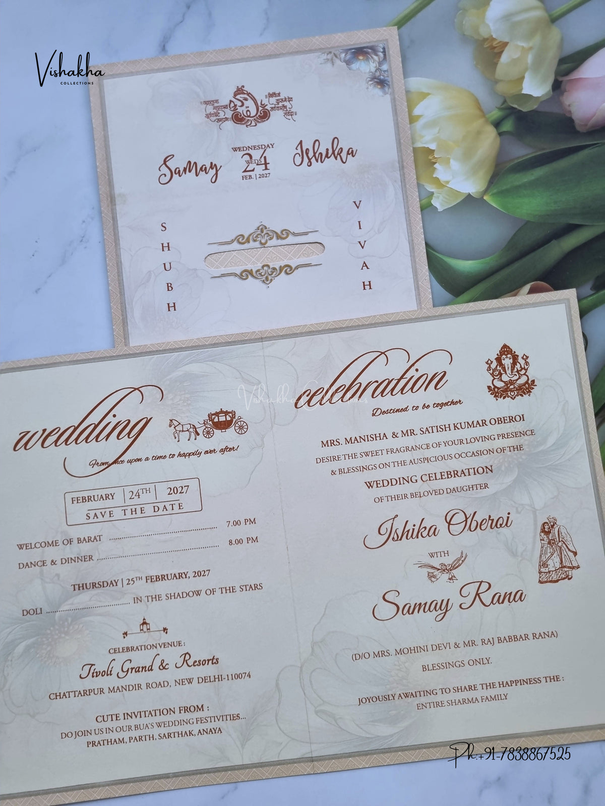 Direct Card Flower Hindu Muslim Christian Sikh Jain invitation Cards ATS-9306 – image 3