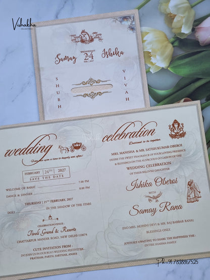 Direct Card Flower Hindu Muslim Christian Sikh Jain invitation Cards ATS-9306 – image 3