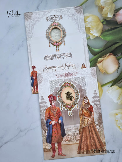 Double Door Direct Card Dulah Dulhan Ganesh Ji Hindu Jain invitation Cards ATS-9308 – image 1