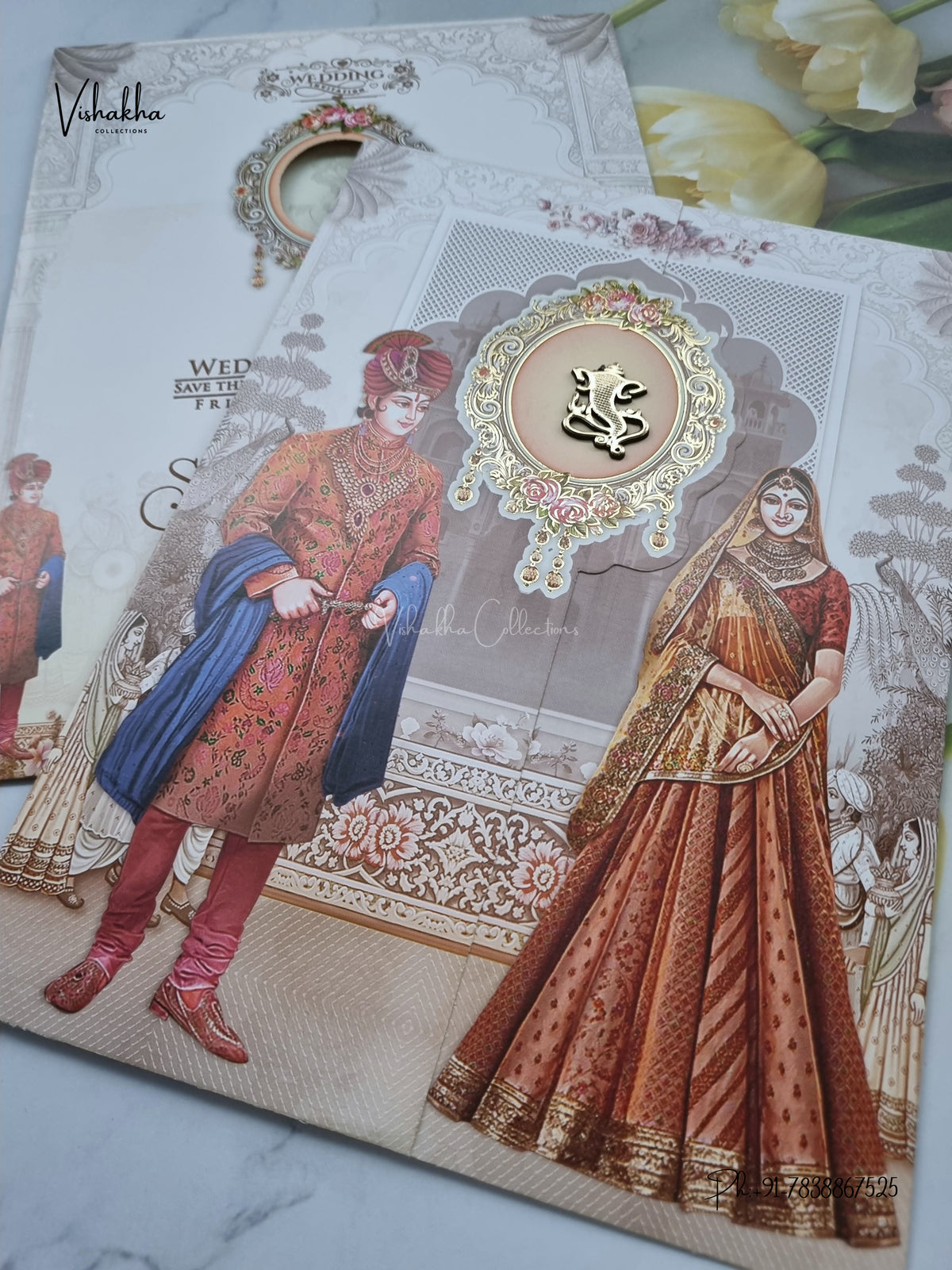 Double Door Direct Card Dulah Dulhan Ganesh Ji Hindu Jain invitation Cards ATS-9308 – image 2