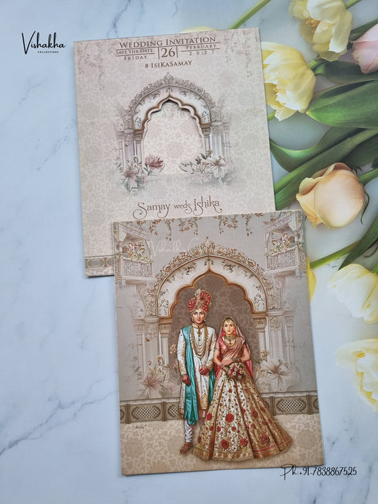 Direct Card Dulah Dulhan Hindu Sikh Jain invitation Cards ATS-9309 – image 1