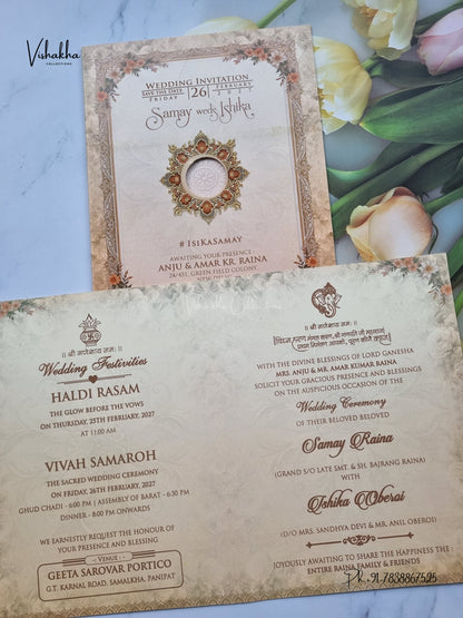 Direct Card Rangoli Ganesh Ji Hindu Jain invitation Cards ATS-9310 – image 3