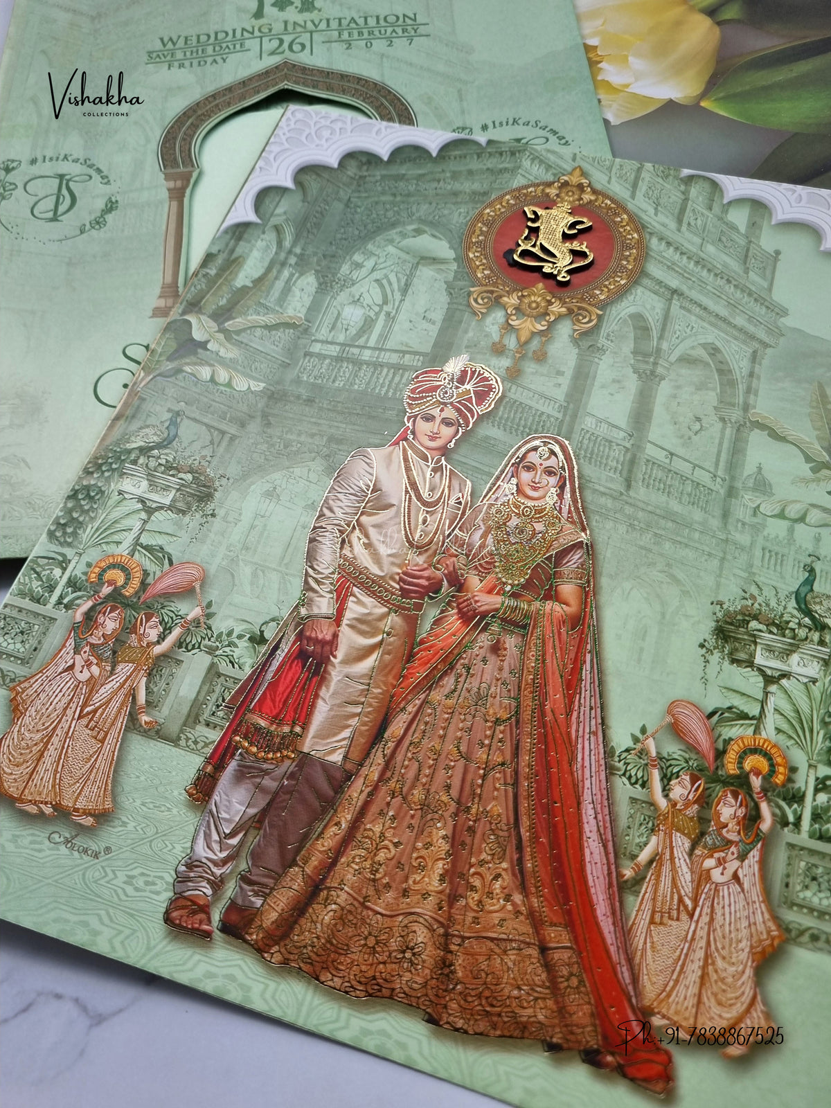 Direct Card Dulah Dulhan Ganesh Ji Hindu Jain invitation Cards ATS-9311 – image 2