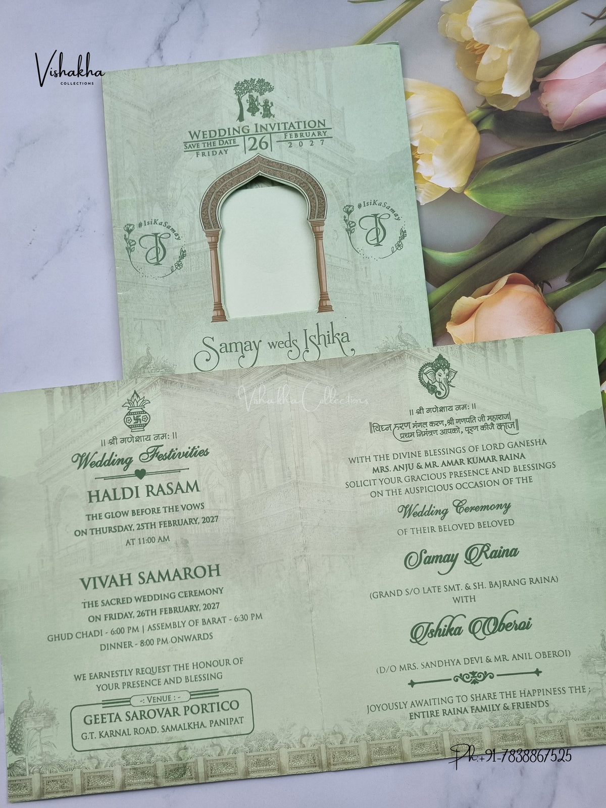 Direct Card Dulah Dulhan Ganesh Ji Hindu Jain invitation Cards ATS-9311 – image 3