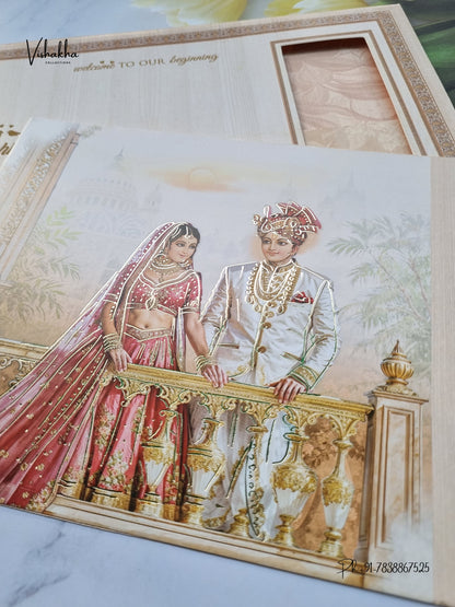 Direct Card Dulah Dulhan Barat Hindu Sikh Jain invitation Cards ATS-9312 – image 2