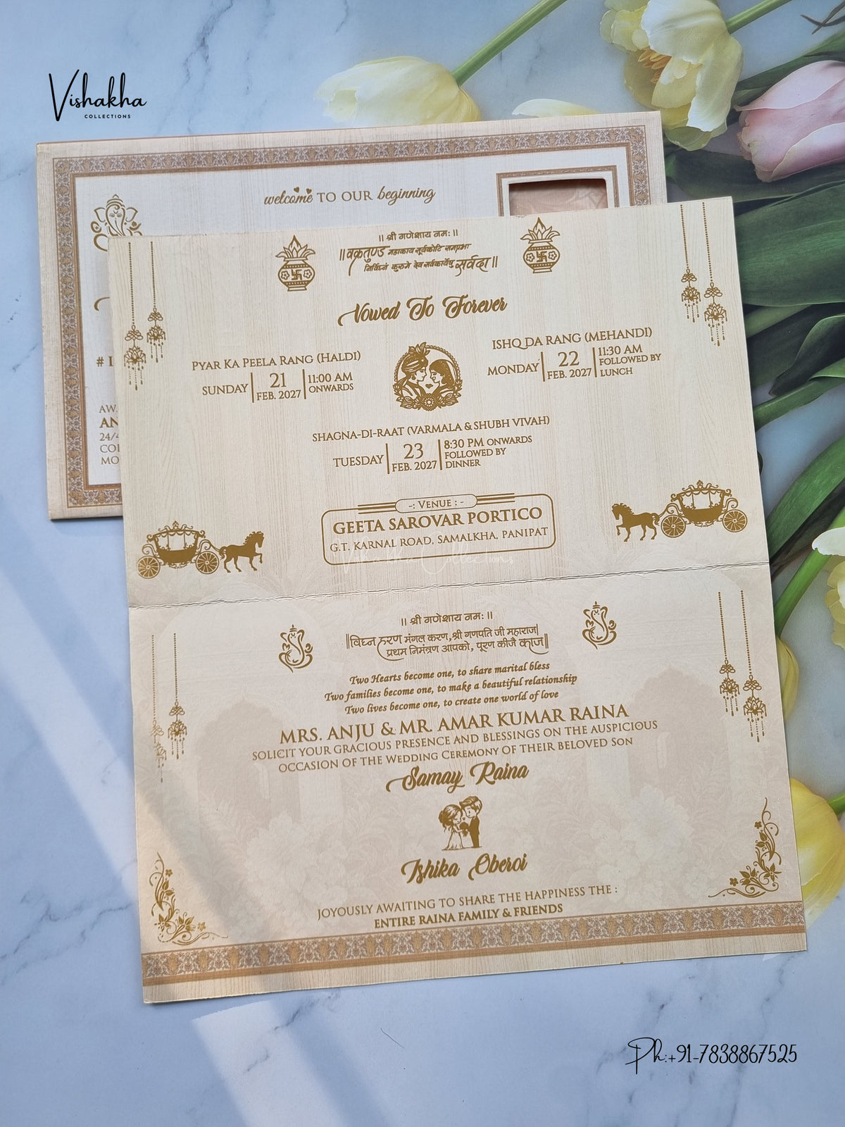 Direct Card Dulah Dulhan Barat Hindu Sikh Jain invitation Cards ATS-9312 – image 3