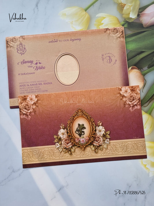 Direct Card Flower Ganesh Ji Hindu Jain invitation Cards ATS-9313 – image 1