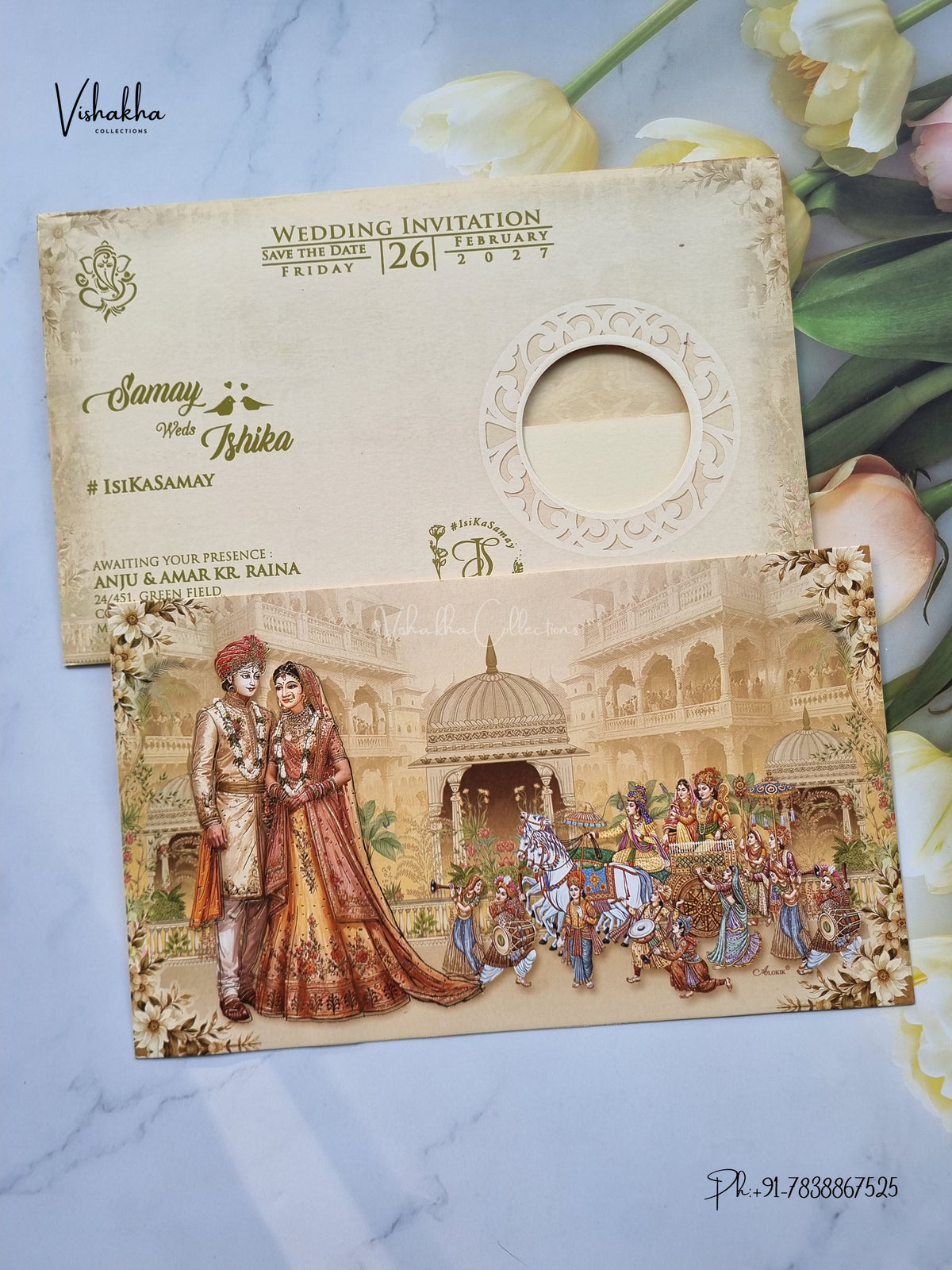 Direct Card Dulah Dulhan Barat Hindu Sikh Jain invitation Cards ATS-9314 – image 1