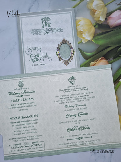 Direct Card Flower Ganesh Ji Hindu Jain invitation Cards ATS-9315 – image 3