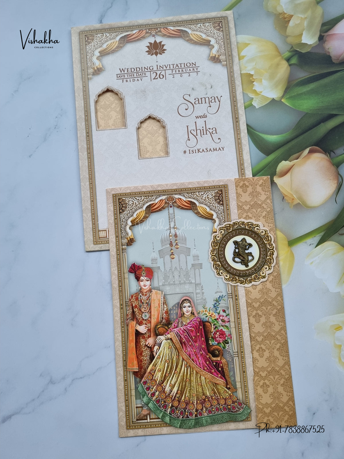 Direct Card Dulah Dulhan Ganesh Ji Hindu Jain invitation Cards ATS-9317 – image 1