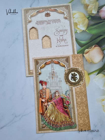 Direct Card Dulah Dulhan Ganesh Ji Hindu Jain invitation Cards ATS-9317 – image 1
