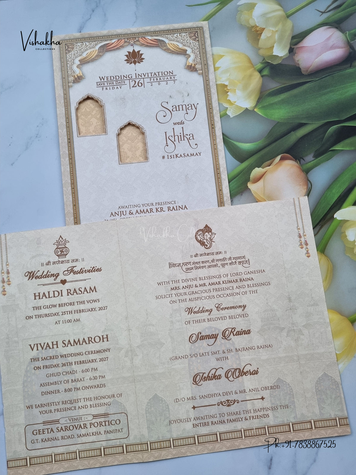 Direct Card Dulah Dulhan Ganesh Ji Hindu Jain invitation Cards ATS-9317 – image 3