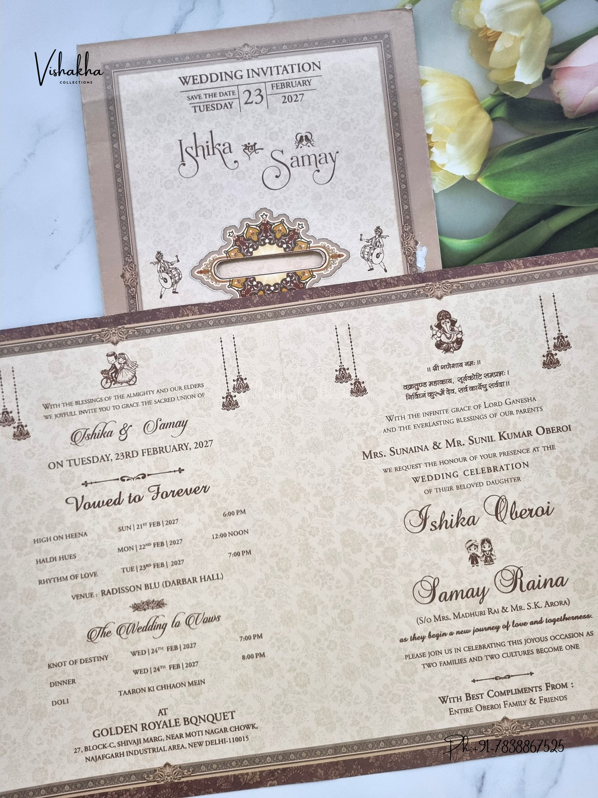Direct Card Moroccan Hindu Muslim Christian Sikh Jain invitation Cards ATS-9328 – image 3