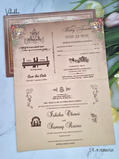 Direct Card Dulah Dulhan Hindu Sikh Jain invitation Cards ATS-9329 – image 3