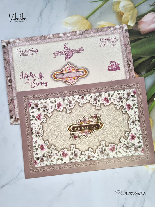 Direct Card Flower Hindu Muslim Christian Sikh Jain invitation Cards ATS-9330 – image 1