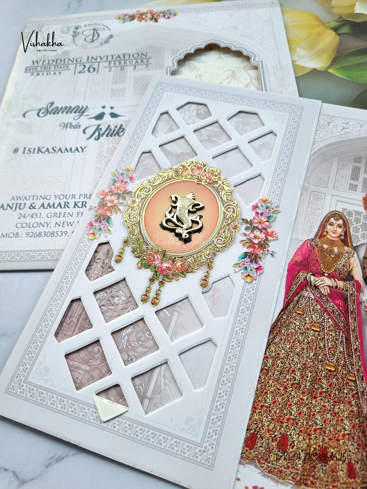 Double Door Direct Card Dulah Dulhan Ganesh Ji Hindu Jain invitation Cards ATS-9335 – image 2