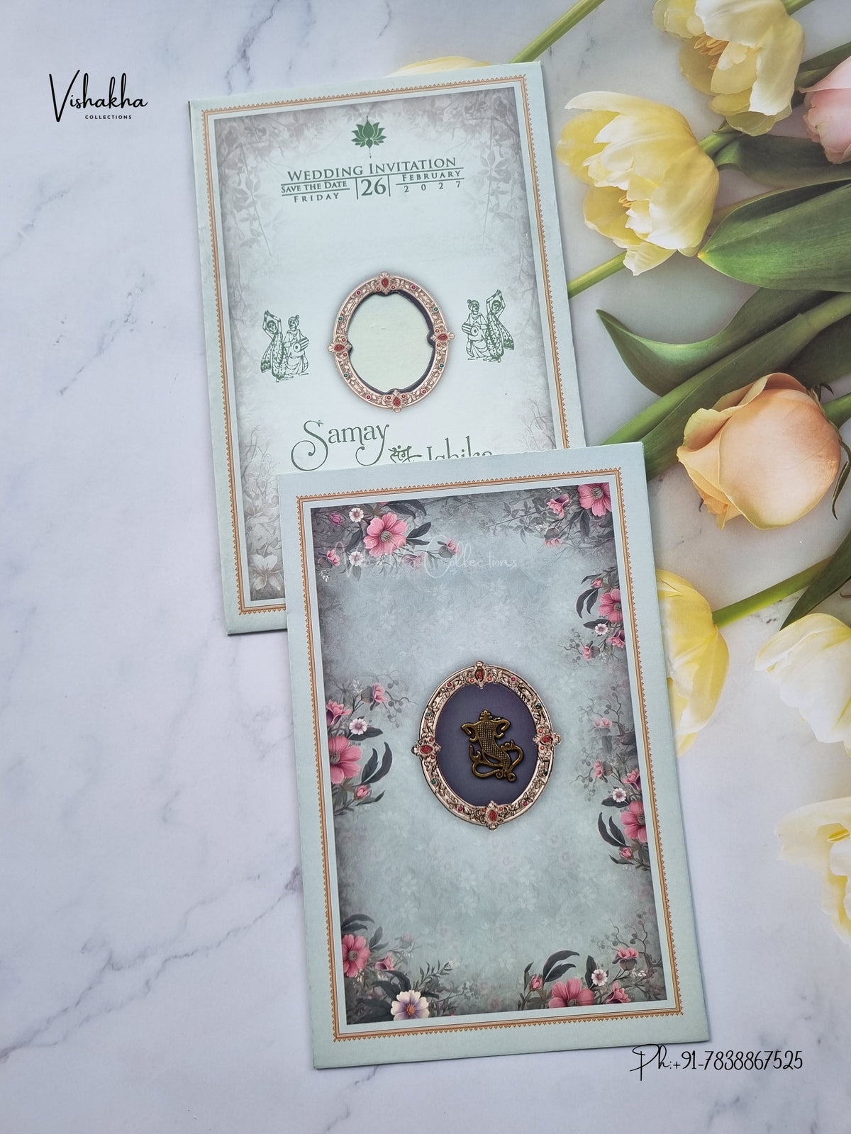 Direct Card Flower Ganesh Ji Hindu Jain invitation Cards ATS-9336 – image 1