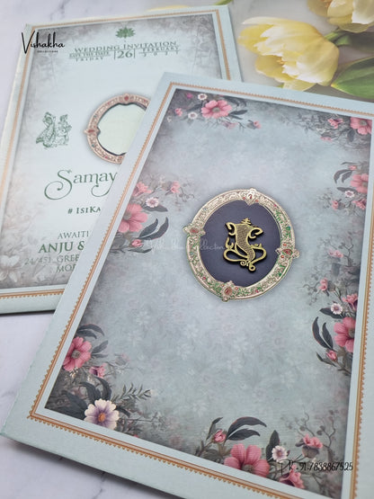 Direct Card Flower Ganesh Ji Hindu Jain invitation Cards ATS-9336 – image 2