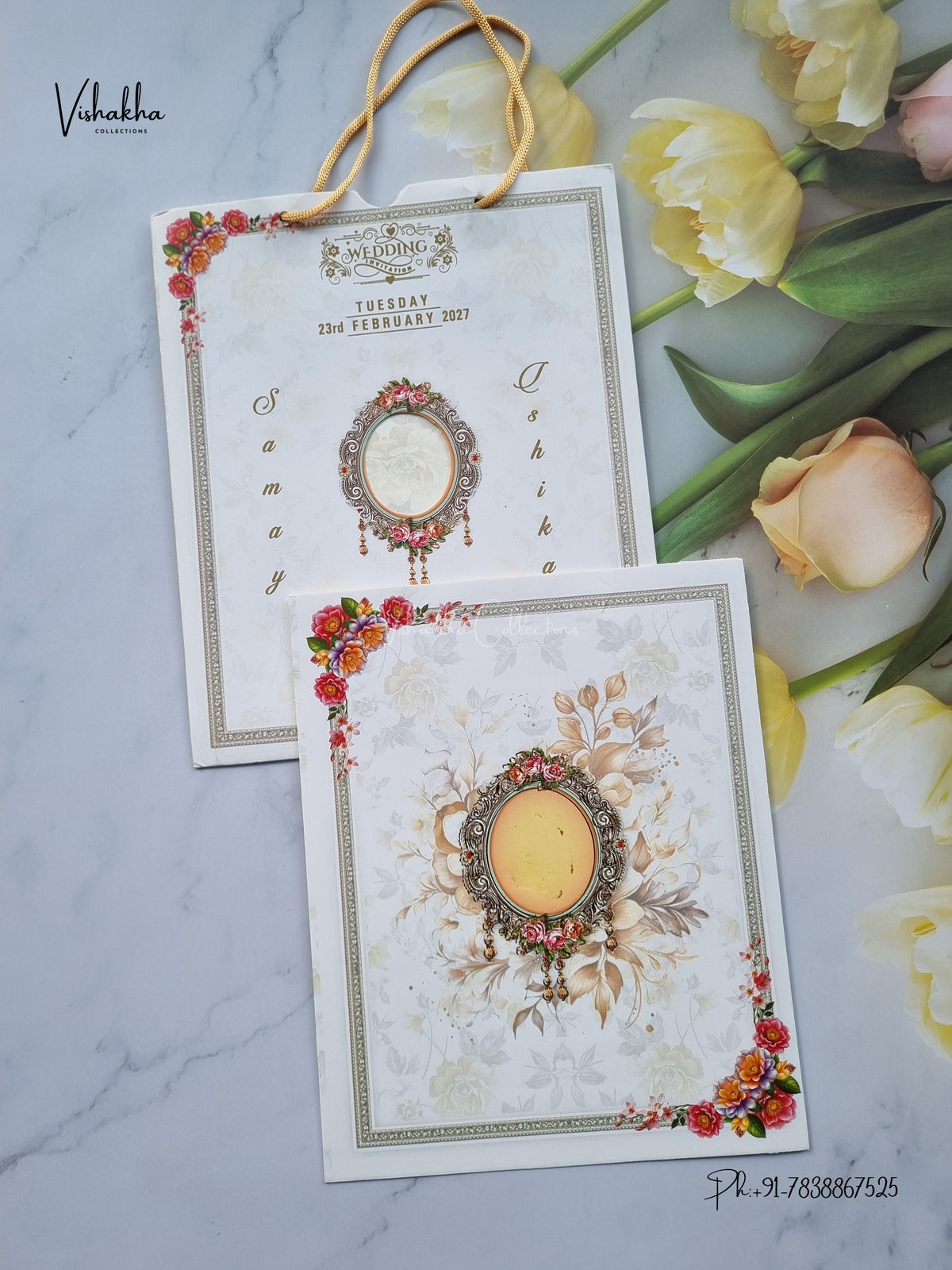 Direct Card Flower Hindu Muslim Christian Sikh Jain invitation Cards ATS-9338 – image 1