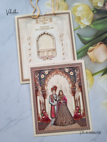 Carry Bag Dulah Dulhan Hindu Sikh Jain invitation Cards ATS-9339 – image 1