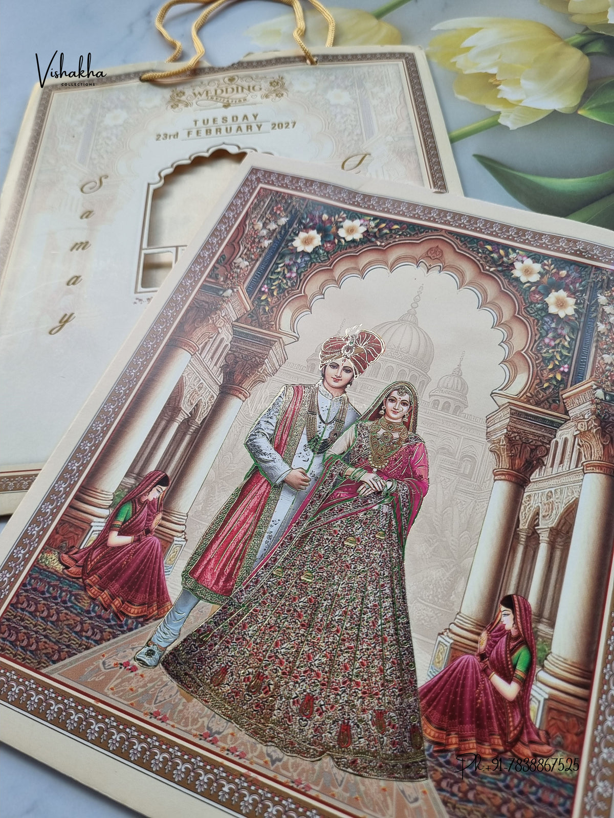 Carry Bag Dulah Dulhan Hindu Sikh Jain invitation Cards ATS-9339 – image 2