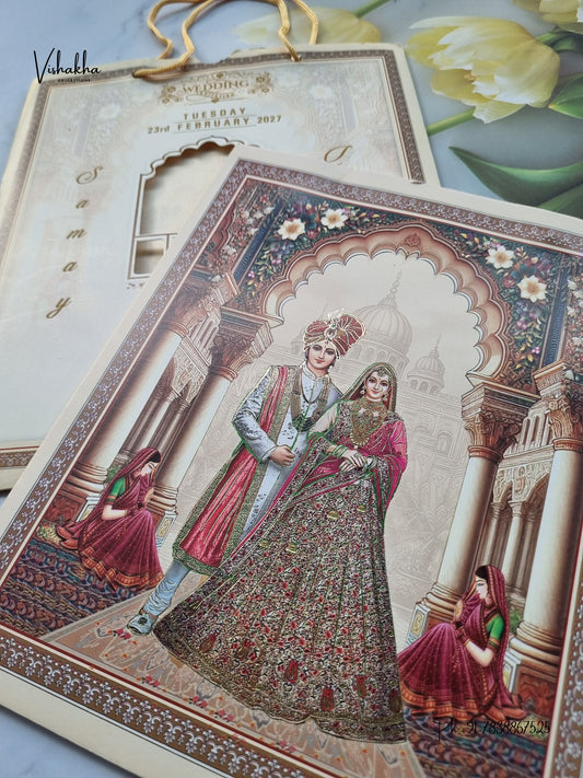 Carry Bag Dulah Dulhan Hindu Sikh Jain invitation Cards ATS-9339 – image 2
