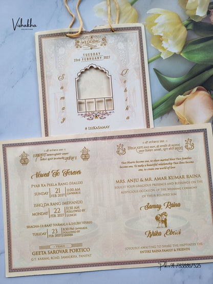 Carry Bag Dulah Dulhan Hindu Sikh Jain invitation Cards ATS-9339 – image 3