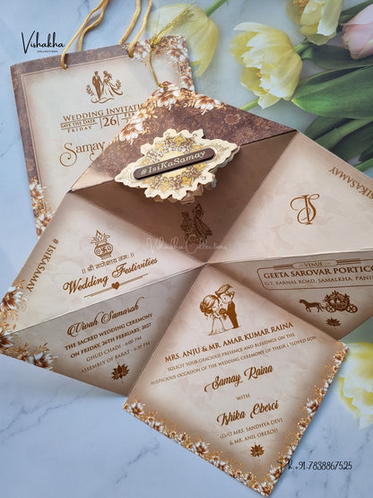 Three Fold Kite Hindu Muslim Christian Sikh Jain invitation Cards ATS-9341 – image 3
