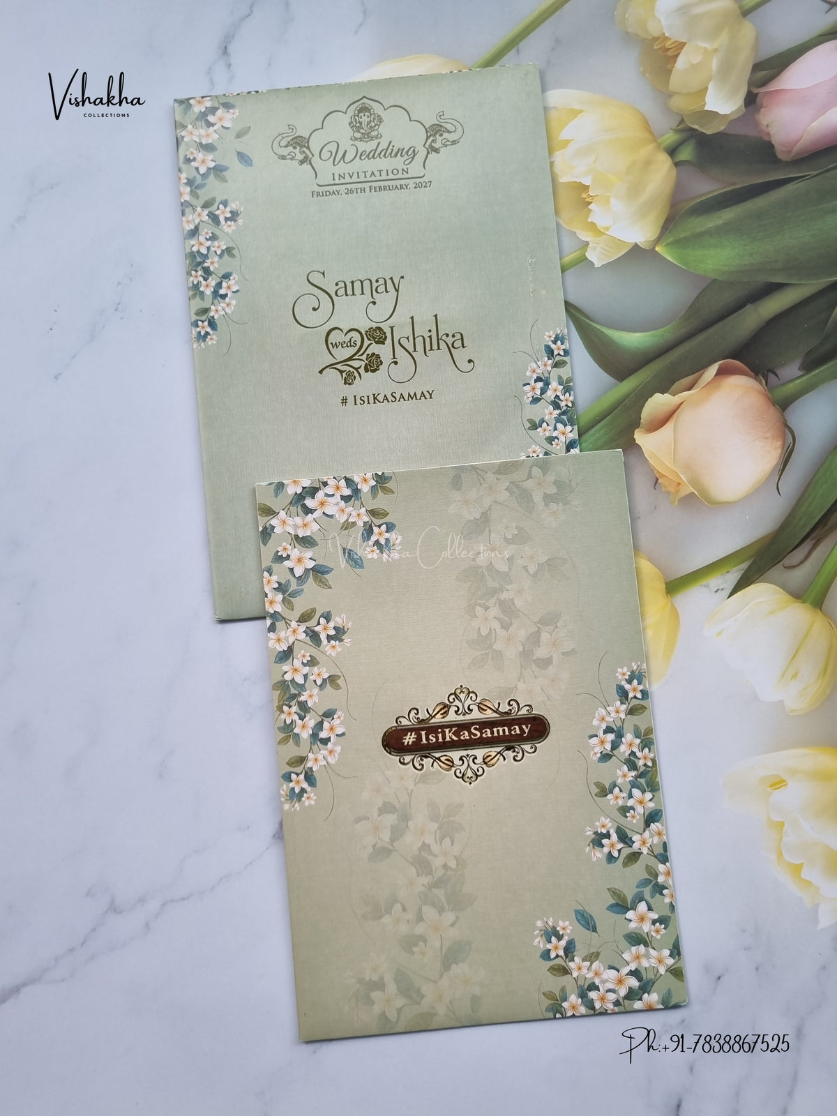 Flower Hindu Muslim Christian Sikh Jain invitation Cards ATS-9352 – image 1