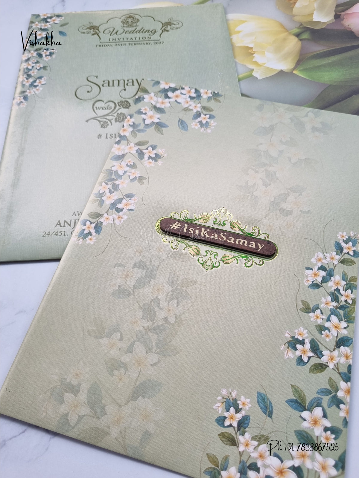 Flower Hindu Muslim Christian Sikh Jain invitation Cards ATS-9352 – image 2