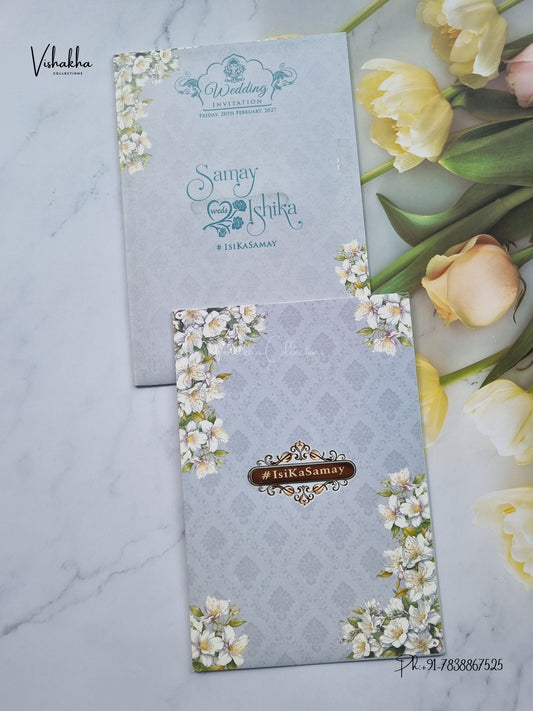 Flower Hindu Muslim Christian Sikh Jain invitation Cards ATS-9353 – image 1