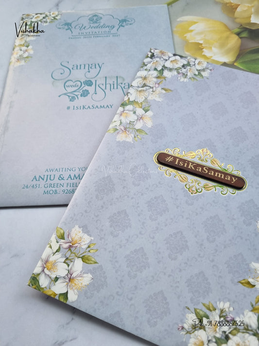 Flower Hindu Muslim Christian Sikh Jain invitation Cards ATS-9353 – image 2