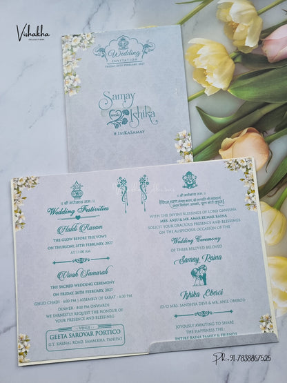 Flower Hindu Muslim Christian Sikh Jain invitation Cards ATS-9353 – image 3